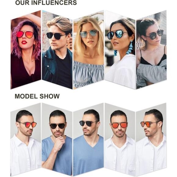 Retro Aviator Polarized Sunglasses Men Women Mirrored Lens UV400 Double Bridge - Picture 4 of 6